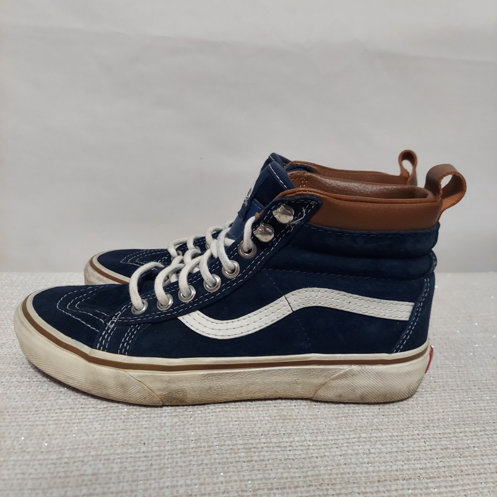 Vans Sk8-Hi Scotchgard High Top 721454 Blue Suede Sherpa Lined Shoes Men 6/W 7.5